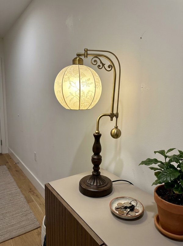 Dalfa Lantern arm table lamp in a real home — ingresso