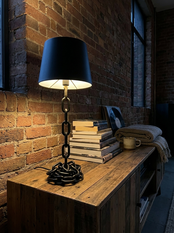 Dalfa Chain table lamp in a real home — console