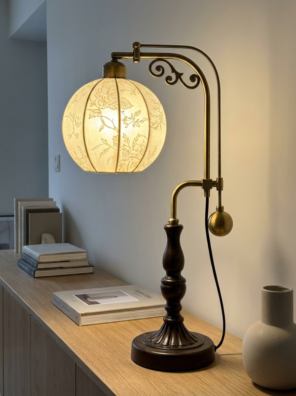 Dalfa Lantern arm table lamp in a real home — sideboard