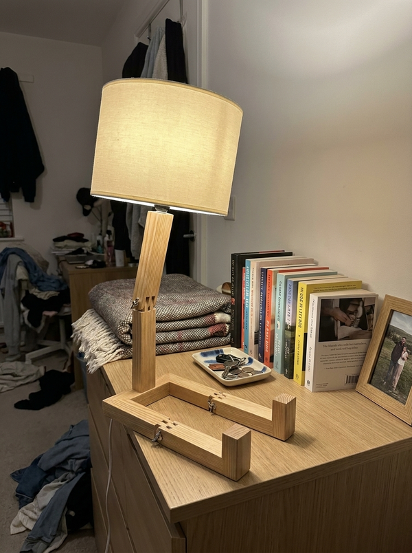 Dalfa Wooden frame desk table lamp in a real home — camera