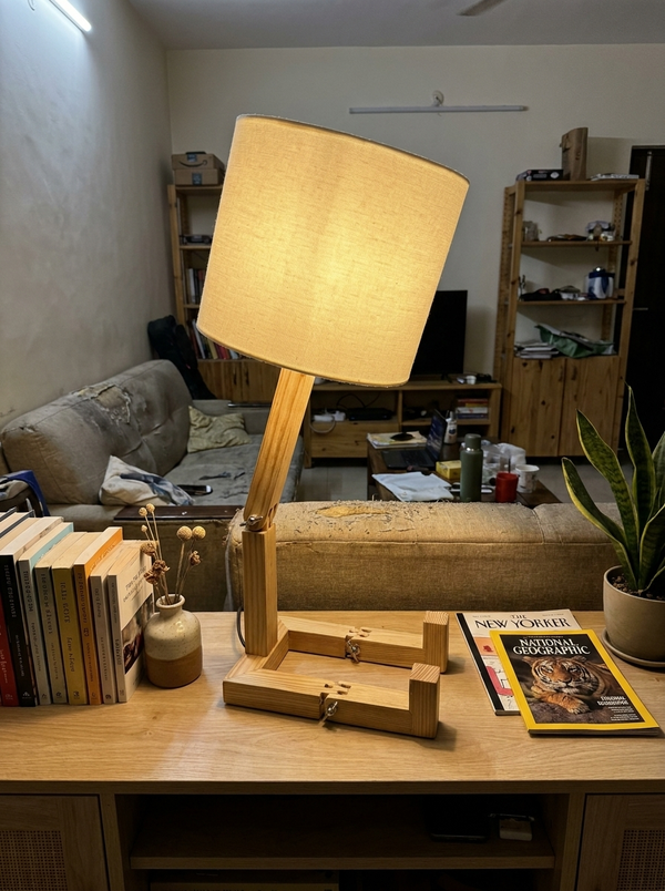 Dalfa Wooden frame desk table lamp in a real home — console