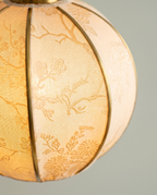 Botanical Arm brass swing-arm lamp, botanical fabric globe, dark wood base, 58 cm — top view | Dalfa CH/FR