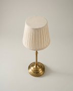 Pleated Brass cordless lamp, brass stem, pleated shade, USB-C dimmer, 40 cm — top view | Dalfa CH/FR