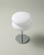 Double Disk chrome lamp, twin silicone disks, 3 colour temperatures, 29.5 cm — top view | Dalfa CH/FR