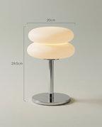 Double Disk chrome lamp, twin silicone disks, 3 colour temperatures, 29.5 cm — dimensions in cm | Dalfa CH/FR