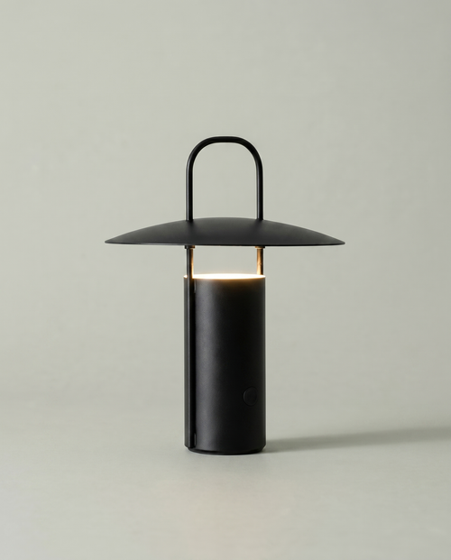 Cylinder Lantern portable cylinder lamp with arch handle, USB-C cordless — lit hero shot | Dalfa CH/FR