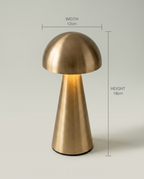 Copper Dome compact metal dome lamp, touch dimmer, USB-C cordless — dimensions in cm | Dalfa CH/FR